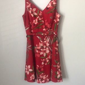 Red floral dress